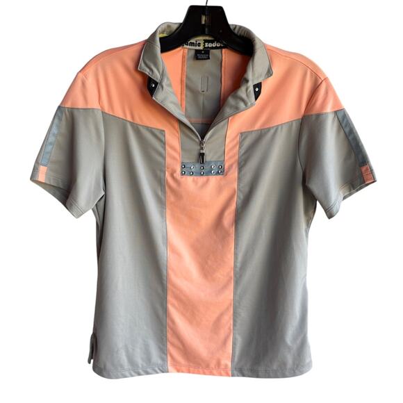 Jamie Sadock Peach and Gray Short Sleeve Performance Polo Golf Shirt size M - Picture 6 of 8
